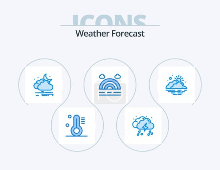 Illustration for Weather Blue Icon Pack 5 Icon Design. day. weather. weather. rainbow. cloud - Royalty Free Image