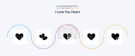 Ilustración de Heart Glyph 5 Icon Pack Including heart. add. love. happy. love - Imagen libre de derechos