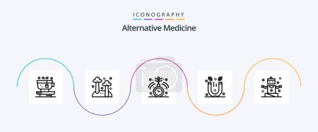 Téléchargez les illustrations : Alternative Medicine Line 5 Icon Pack Including people. therapy. clock. spa. magnet - en licence libre de droit