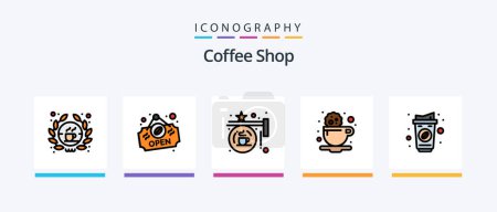 Illustration for Coffee Shop Line Filled 5 Icon Pack Including book. coffee. bulb. break. lights. Creative Icons Design - Royalty Free Image