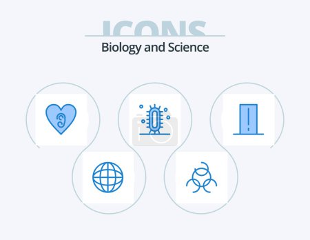 Téléchargez les illustrations : Biology Blue Icon Pack 5 Icon Design. electronics. biology meter. heart. study. learn - en licence libre de droit