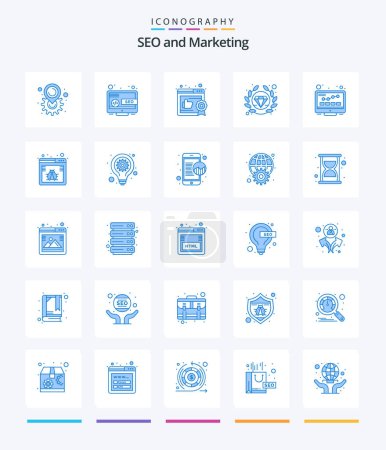 Ilustración de Creative Seo 25 Blue icon pack  Such As seo. monitor. business. internet. quality - Imagen libre de derechos