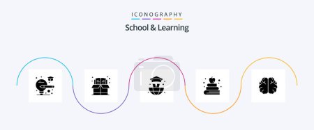 Illustration for School And Learning Glyph 5 Icon Pack Including . hemisphere. education. education. education - Royalty Free Image