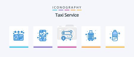 Illustration for Taxi Service Blue 5 Icon Pack Including water bottle. bottle. road. travel. luggage. Creative Icons Design - Royalty Free Image