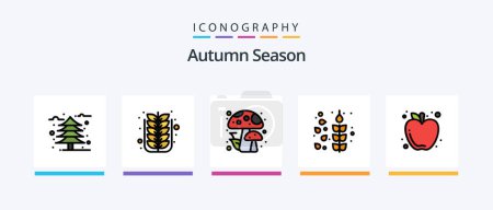 Téléchargez les illustrations : Autumn Line Filled 5 Icon Pack Including leaf. tree. autumn. season. botanic. Creative Icons Design - en licence libre de droit