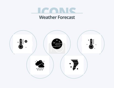 Téléchargez les illustrations : Weather Glyph Icon Pack 5 Icon Design. rain. temperature. temperature. hot. night - en licence libre de droit