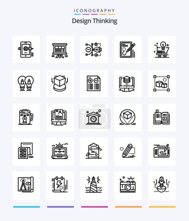 Illustration for Creative Design Thinking 25 OutLine icon pack  Such As document. edit. chart. editable. art - Royalty Free Image