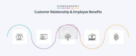 Téléchargez les illustrations : Customer Relationship And Employee Benefits Line 5 Icon Pack Including transfer. dollar. write. money. done - en licence libre de droit