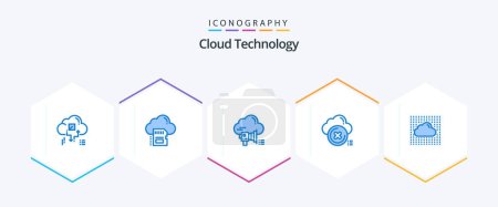 Ilustración de Cloud Technology 25 Blue icon pack including close. cloud. cloud. announcement. promotion - Imagen libre de derechos