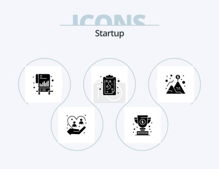Ilustración de Startup Glyph Icon Pack 5 Icon Design. achievement. strategy. success. path. file - Imagen libre de derechos