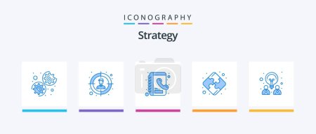 Illustration for Strategy Blue 5 Icon Pack Including . partnership. phone book. idea. creative. Creative Icons Design - Royalty Free Image