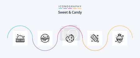 Téléchargez les illustrations : Sweet And Candy Line 5 Icon Pack Including food. sweet. sweet. marshmallow. food - en licence libre de droit