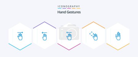 Ilustración de Hand Gestures 25 Blue icon pack including hand arrow. croup. hand. up. hand - Imagen libre de derechos