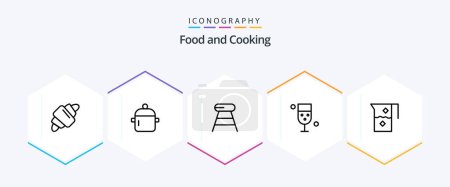 Illustration for Food 25 Line icon pack including glass. drinking. kitchenware. drink. seat - Royalty Free Image