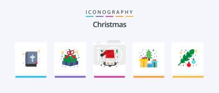 Ilustración de Christmas Flat 5 Icon Pack Including ball. christmas. gift pack. box. santa-claus. Creative Icons Design - Imagen libre de derechos