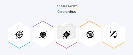 Illustration for Coronavirus 25 Glyph icon pack including dropper. virus. antigen. security. bacteria - Royalty Free Image