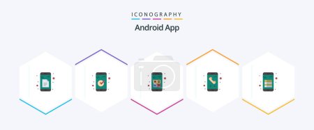 Téléchargez les illustrations : Android App 25 Flat icon pack including calling. mobile. add. call. interaction - en licence libre de droit