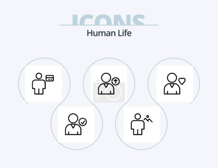 Ilustración de Human Line Icon Pack 5 Icon Design. body. move. card. human. body - Imagen libre de derechos