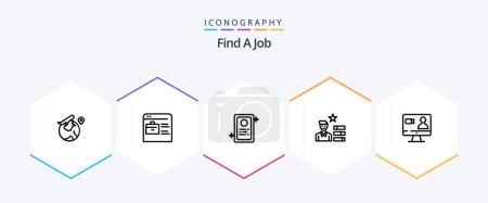 Téléchargez les illustrations : Find A Job 25 Line icon pack including internet. job. assignment. personal. human resource - en licence libre de droit