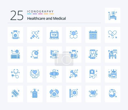 Ilustración de Medical 25 Blue Color icon pack including medical. laboratory. ribbon. experiment. service - Imagen libre de derechos