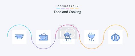 Illustration for Food Blue 5 Icon Pack Including . barbecue. vegetable - Royalty Free Image