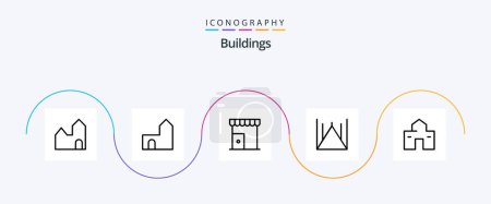 Ilustración de Buildings Line 5 Icon Pack Including pakistan mosque. islamabad monument. medieval. islamabad. shop - Imagen libre de derechos
