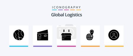 Téléchargez les illustrations : Global Logistics Glyph 5 Icon Pack Including earth. map. pay. location. open. Creative Icons Design - en licence libre de droit