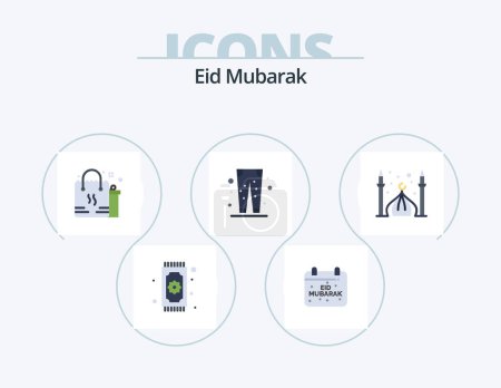 Ilustración de Eid Mubarak Flat Icon Pack 5 Icon Design. pent. trouser. celebration. eid. gift - Imagen libre de derechos