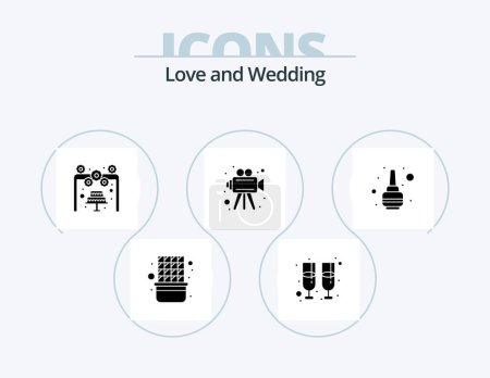 Téléchargez les photos : Wedding Glyph Icon Pack 5 Icon Design. polish. nail. love. color. video - en image libre de droit