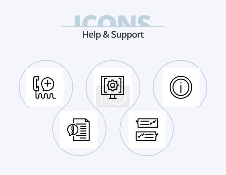 Ilustración de Help And Support Line Icon Pack 5 Icon Design. customer. all day. service. support. help - Imagen libre de derechos