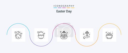 Illustration for Easter Line 5 Icon Pack Including cross. celebration. basket. hand. egg - Royalty Free Image