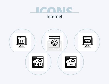 Ilustración de Internet Line Icon Pack 5 Icon Design. multimedia. internet. database. html. code - Imagen libre de derechos