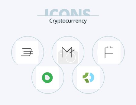 Téléchargez les illustrations : Cryptocurrency Flat Icon Pack 5 Icon Design. crypto. first coin. daxx coin. crypto currency. coin - en licence libre de droit