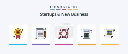 Téléchargez les illustrations : Startups And New Business Line Filled 5 Icon Pack Including . deadline. budget. clock. group. Creative Icons Design - en licence libre de droit