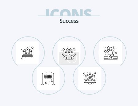 Illustration for Sucess Line Icon Pack 5 Icon Design. gadget. device. goal. checked. settings - Royalty Free Image