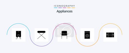 Illustration for Appliances Glyph 5 Icon Pack Including furniture. cabinet. chair. washer. appliances - Royalty Free Image