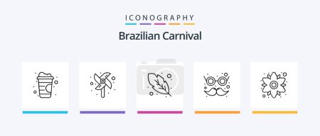 Illustration for Brazilian Carnival Line 5 Icon Pack Including romance. floral. buffoon. sunflower. joker cap. Creative Icons Design - Royalty Free Image