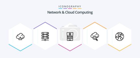 Illustration for Network And Cloud Computing 25 Line icon pack including . network. computing. internet. technology - Royalty Free Image