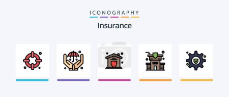 Téléchargez les illustrations : Insurance Line Filled 5 Icon Pack Including . insurance. insurance. health. protection. Creative Icons Design - en licence libre de droit