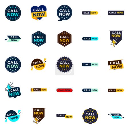 Illustration for 25 Professional Typographic Designs for encouraging calls Call Now - Royalty Free Image