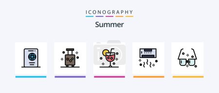 Illustration for Summer Line Filled 5 Icon Pack Including cool. air. juice. sunblock. summer. Creative Icons Design - Royalty Free Image