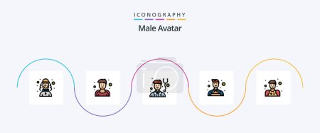 Illustration for Male Avatar Line Filled Flat 5 Icon Pack Including . waiter. physician. man. wall - Royalty Free Image