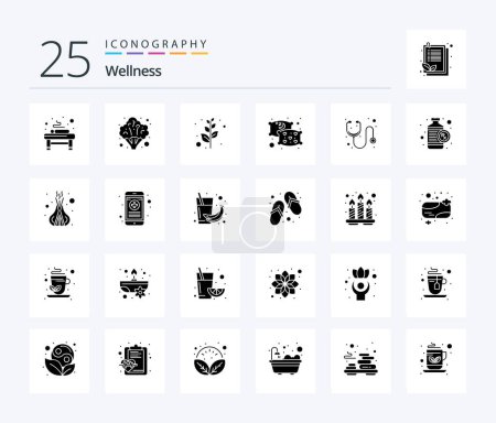 Illustration for Wellness 25 Solid Glyph icon pack including stethoscope. hospital. branch. doctor. relax - Royalty Free Image