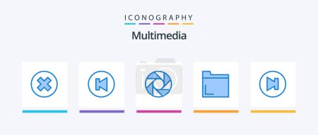 Illustration for Multimedia Blue 5 Icon Pack Including . next. lens. multimedia. multimedia. Creative Icons Design - Royalty Free Image