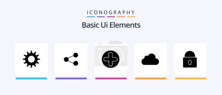 Ilustración de Basic Ui Elements Glyph 5 Icon Pack Including locked. lock. sign. cloudy. data. Creative Icons Design - Imagen libre de derechos