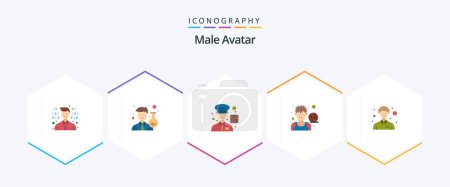 Illustration for Male Avatar 25 Flat icon pack including man. community. delivery. player. basketball - Royalty Free Image