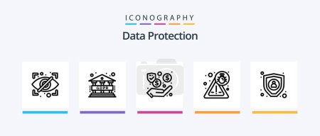Illustration for Data Protection Line 5 Icon Pack Including data. map. password. interface. app. Creative Icons Design - Royalty Free Image