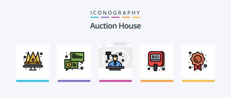 Téléchargez les illustrations : Auction Line Filled 5 Icon Pack Including home. banking. crown. law. auction. Creative Icons Design - en licence libre de droit