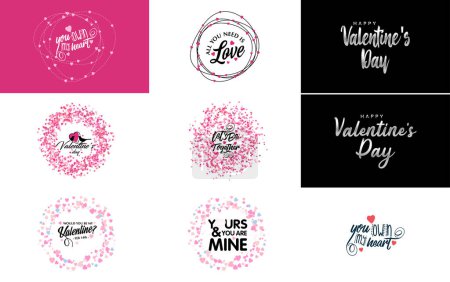 Ilustración de Be My Valentine lettering with a heart design. suitable for use in Valentine's Day cards and invitations - Imagen libre de derechos