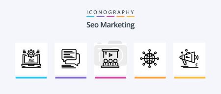 Ilustración de Seo Marketing Line 5 Icon Pack Including tutorial. presentation. business. stat. mobile. Creative Icons Design - Imagen libre de derechos